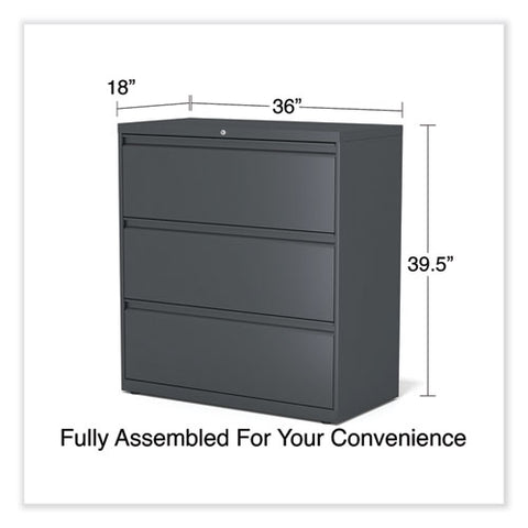 Lateral File, 3 Legal/letter/a4/a5-size File Drawers, Charcoal, 36" X 18.63" X 40.25"