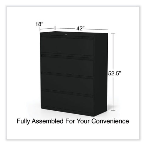 Lateral File, 4 Legal/letter-size File Drawers, Black, 42" X 18.63" X 52.5"