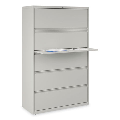 Lateral File, 5 Legal/letter/a4/a5-size File Drawers, 1 Roll-out Posting Shelf, Light Gray, 42" X 18.63" X 67.63"