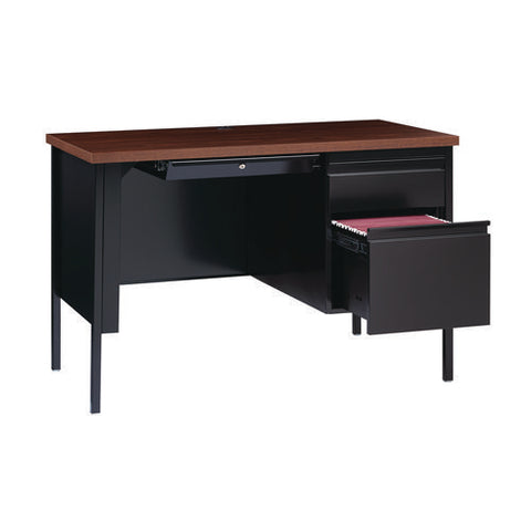 Single Pedestal Steel Desk, 45" X 24" X 29.5", Mocha/black, Black Legs