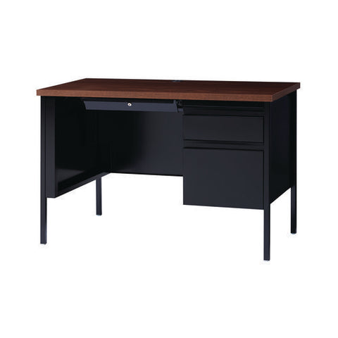 Single Pedestal Steel Desk, 45" X 24" X 29.5", Mocha/black, Black Legs