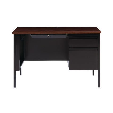 Single Pedestal Steel Desk, 45" X 24" X 29.5", Mocha/black, Black Legs