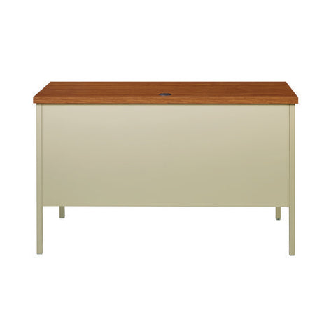 Single Pedestal Steel Desk, 45" X 24" X 29.5", Cherry/putty