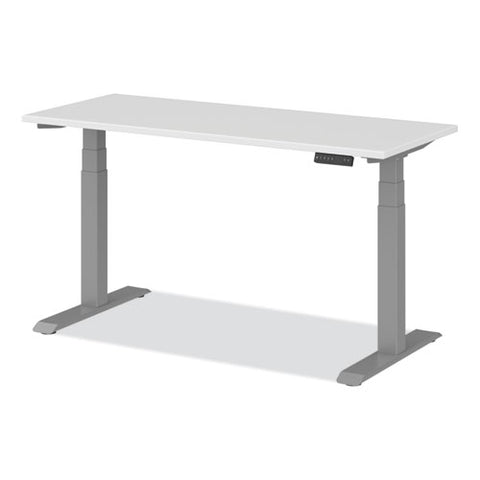 Adaptivergo Sit-stand Three-stage Electric Height-adjustable Table With Memory Controls, 60" X 24" X 30" To 49", White