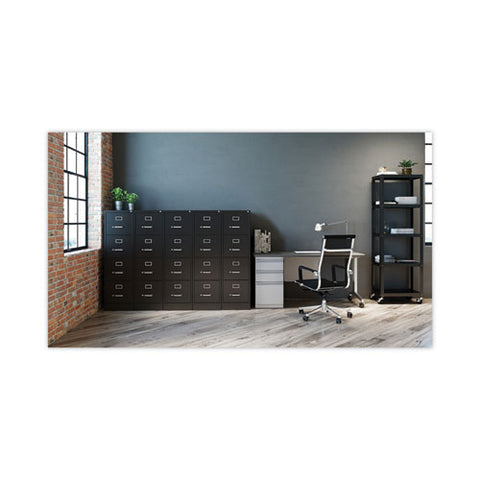 Four-drawer Economy Vertical File, Letter-size File Drawers, 15" X 22" X 52", Black