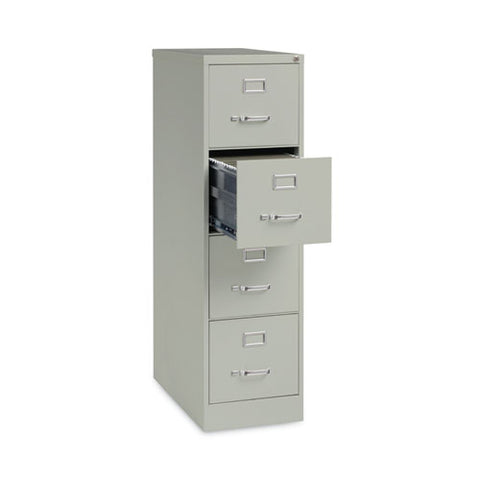 Four-drawer Economy Vertical File, Letter-size File Drawers, 15" X 26.5" X 52", Light Gray