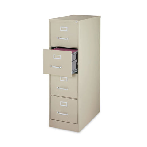 Four-drawer Economy Vertical File, Letter-size File Drawers, 15" X 26.5" X 52", Putty