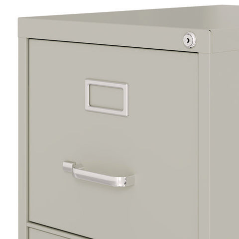 Two-drawer Economy Vertical File, 2 Letter-size File Drawers, Light Gray, 15" X 25" X 28.38"