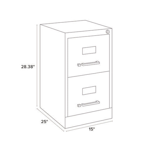 Two-drawer Economy Vertical File, 2 Letter-size File Drawers, Light Gray, 15" X 25" X 28.38"