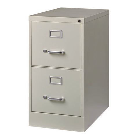 Two-drawer Economy Vertical File, 2 Letter-size File Drawers, Light Gray, 15" X 25" X 28.38"