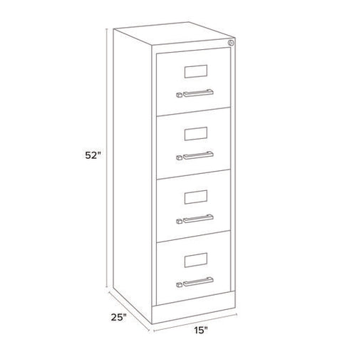 Economy Vertical File, 4 Letter-size File Drawers, Light Gray, 15" X 25" X 52"