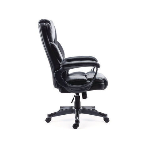 Kirkdale Bonded Leather Manager Chair, Supports Up To 275 Lb, 16.18 To 22.76 Seat Height, Black Seat/back, Black Base