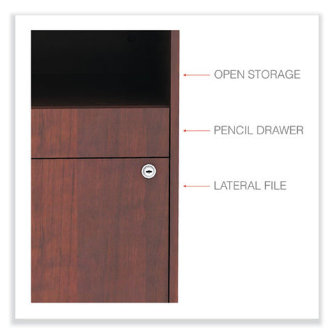 Alera Open Office Desk Series Low File Cabinet Credenza, 2-drawer: Pencil/file, Legal/letter, 1 Shelf,cherry,29.5x19.13x22.88