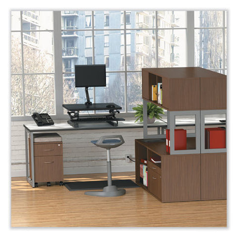 Alera Open Office Desk Series Low File Cabinet Credenza, 2-drawer: Pencil/file, Legal/letter, 1 Shelf,walnut,29.5x19.13x22.88