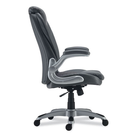 Alera Leithen Bonded Leather Midback Chair, Supports Up To 275 Lb, Gray Seat/back, Silver Base