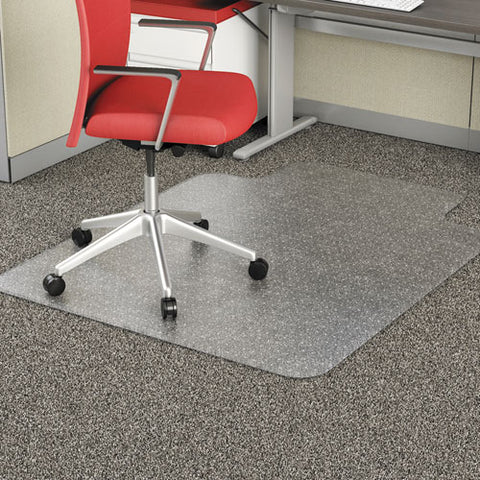 Occasional Use Studded Chair Mat For Flat Pile Carpet, 45 X 53, Wide Lipped, Clear