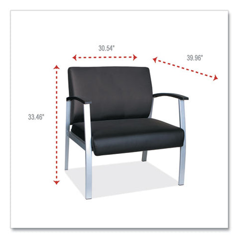 Alera Metalounge Series Bariatric Guest Chair, 30.51" X 26.96" X 33.46", Black Seat, Black Back, Silver Base