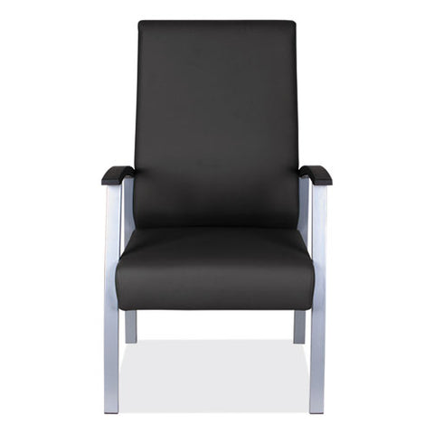 Alera Metalounge Series High-back Guest Chair, 24.6" X 26.96" X 42.91", Black Seat, Black Back, Silver Base