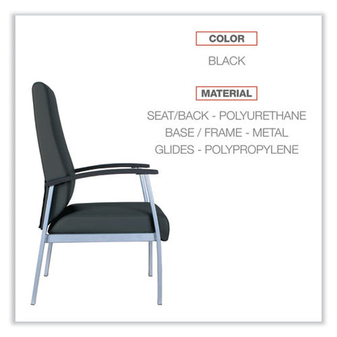 Alera Metalounge Series High-back Guest Chair, 24.6" X 26.96" X 42.91", Black Seat, Black Back, Silver Base