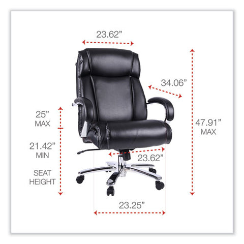 Alera Maxxis Series Big/tall Bonded Leather Chair, Supports 500 Lb, 19.7" To 25" Seat Height, Black Seat/back, Chrome Base