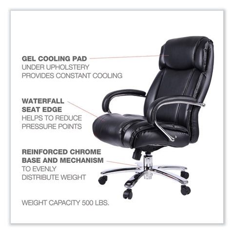 Alera Maxxis Series Big/tall Bonded Leather Chair, Supports 500 Lb, 19.7" To 25" Seat Height, Black Seat/back, Chrome Base