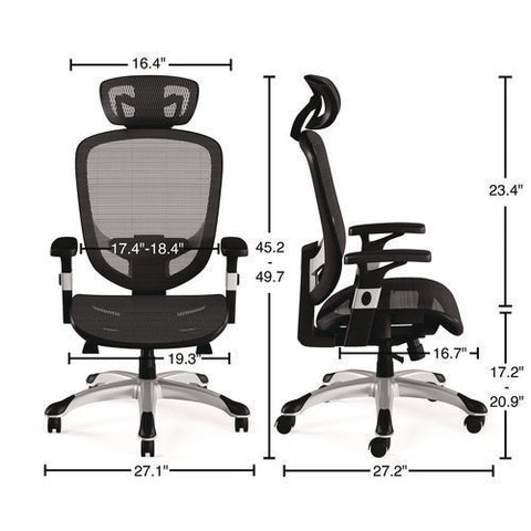 Minerva Ergonomic Mesh Swivel Task Chair, Supports Up To 275 Lb, 17.24 To 20.98 Seat Height, Gray Seat, Gray Back, Black Base