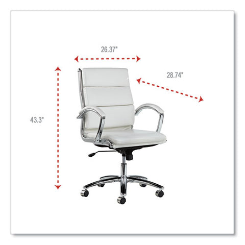 Alera Neratoli Mid-back Slim Profile Chair, Faux Leather, Up To 275 Lb, 18.3" To 21.85" Seat Height, White Seat/back, Chrome