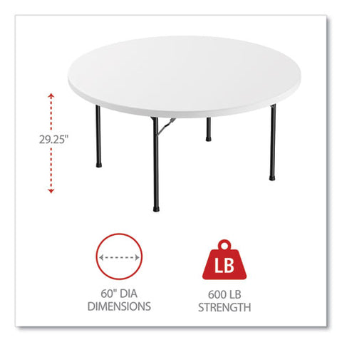 Round Plastic Folding Table, 60" Diameter X 29.25h, White