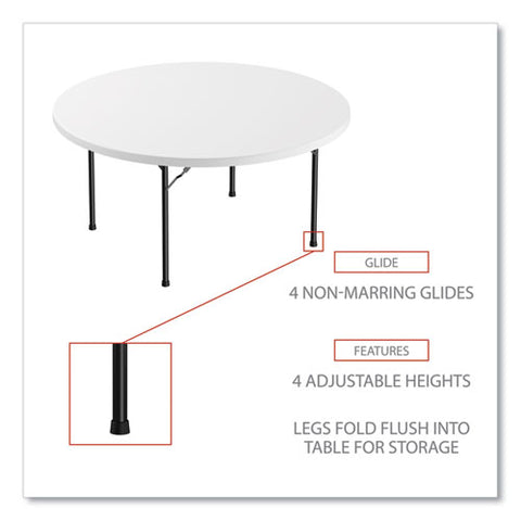 Round Plastic Folding Table, 60" Diameter X 29.25h, White