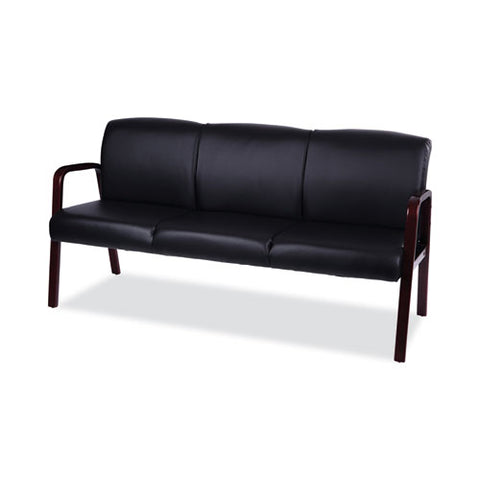 Alera Reception Lounge Wl 3-seat Sofa, 65.75w X 26d.13 X 33h, Black/mahogany