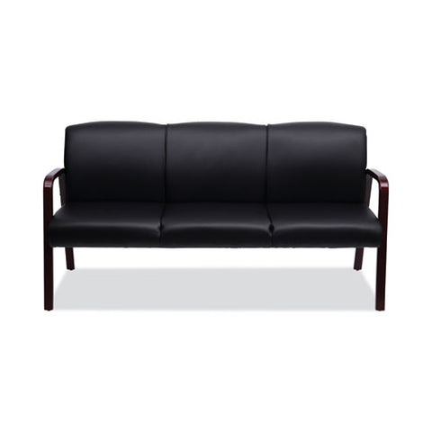 Alera Reception Lounge Wl 3-seat Sofa, 65.75w X 26d.13 X 33h, Black/mahogany