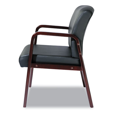 Alera Reception Lounge Wl Series Guest Chair, 24.21" X 24.8" X 32.67", Black Seat, Black Back, Mahogany Base