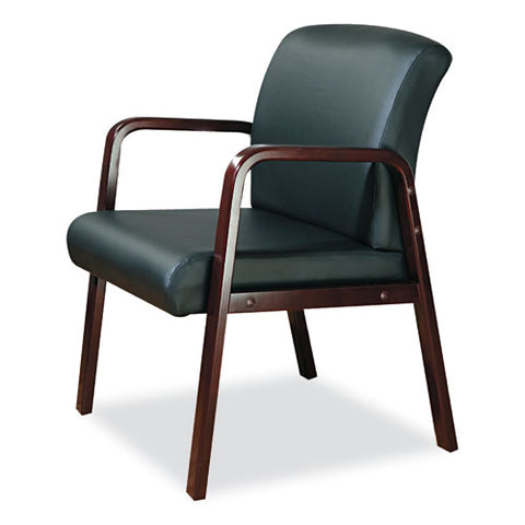 Alera Reception Lounge Wl Series Guest Chair, 24.21" X 24.8" X 32.67", Black Seat, Black Back, Mahogany Base