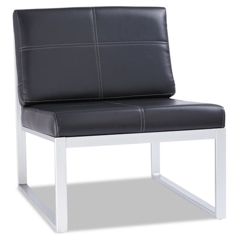 Alera Ispara Series Armless Chair, 26.57" X 30.71" X 31.1", Black Seat, Black Back, Silver Base