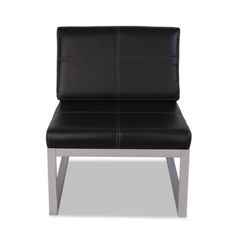 Alera Ispara Series Armless Chair, 26.57" X 30.71" X 31.1", Black Seat, Black Back, Silver Base