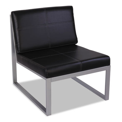 Alera Ispara Series Armless Chair, 26.57" X 30.71" X 31.1", Black Seat, Black Back, Silver Base