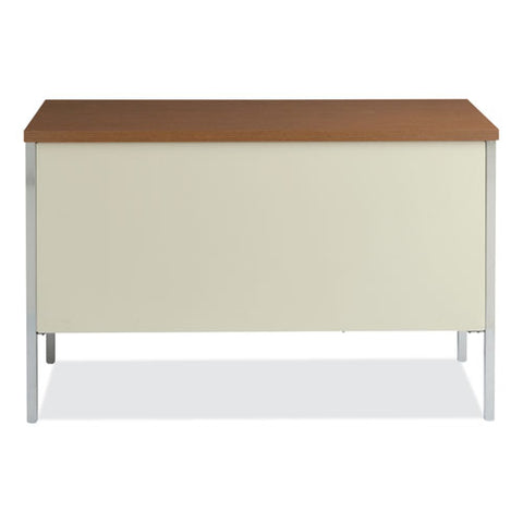 Single Pedestal Steel Desk, 45.25" X 24" X 29.5", Cherry/putty, Chrome-plated Legs