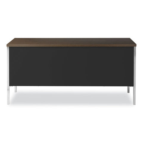 Double Pedestal Steel Credenza, 60w X 24d X 29.5h, Mocha/black