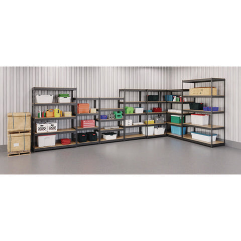 Steel Shelving With Particleboard Shelves, Four-shelf, 30w X 16d X 60h, Steel, Black