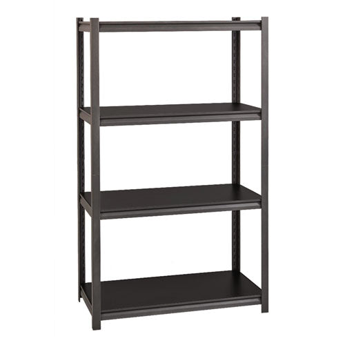 Steel Shelving Unit With Laminate Shelves, Four-shelf, 36w X 18d X 60h, Steel, Black/gun Metal Gray