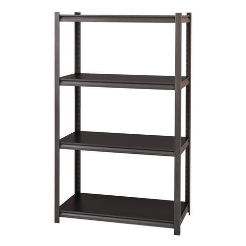 Steel Shelving Unit With Laminate Shelves, Four-shelf, 36w X 18d X 60h, Steel, Black/gun Metal Gray