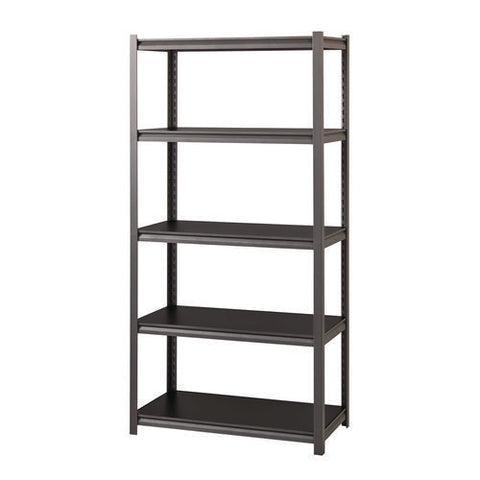 Steel Shelving Unit With Laminate Shelves, Five-shelf, 36w X 18d X 72h, Steel, Black/gun Metal Gray