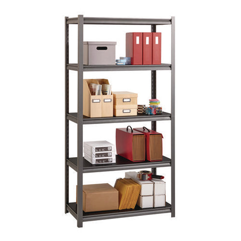 Steel Shelving Unit With Laminate Shelves, Five-shelf, 36w X 18d X 72h, Steel, Black/gun Metal Gray