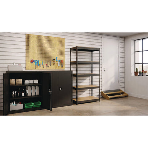 Steel Shelving With Particleboard Shelves, Five-shelf, 36w X 18d X 72h, Steel, Black