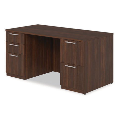 Alera Seville Series Double Pedestal Desk, 60" X 30" X 29", Mahogany