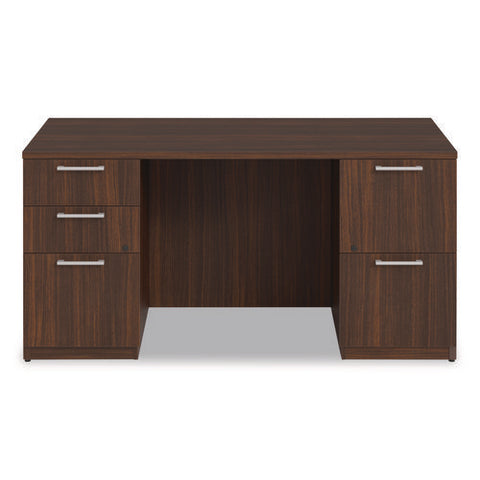 Alera Seville Series Double Pedestal Desk, 60" X 30" X 29", Mahogany