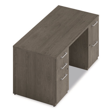 Alera Seville Series Double Pedestal Desk, 60" X 30" X 29", Walnut