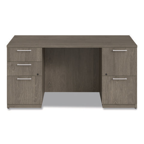 Alera Seville Series Double Pedestal Desk, 60" X 30" X 29", Walnut