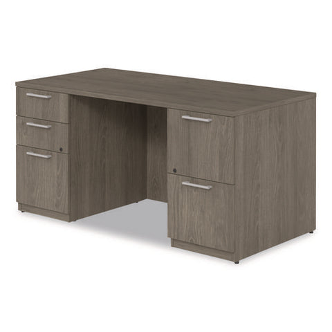 Alera Seville Series Double Pedestal Desk, 60" X 30" X 29", Walnut