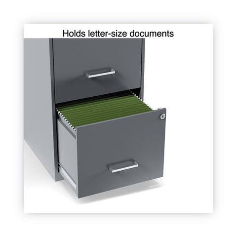 Soho Vertical File Cabinet, 2 Drawers: File/file, Letter, Charcoal, 14" X 18" X 24.1"